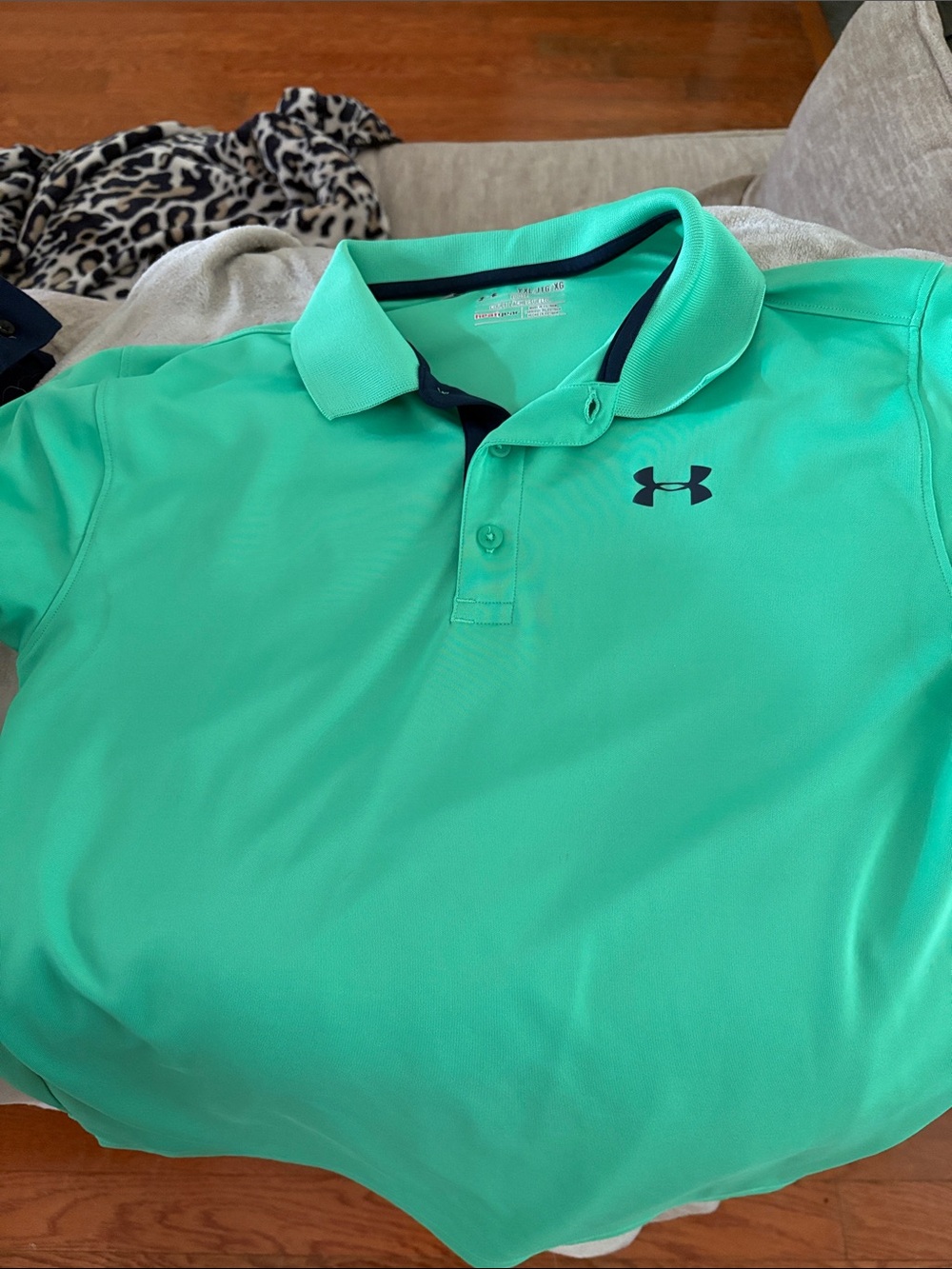Under Armour Men's Polo in Bright Teal with Navy Logo